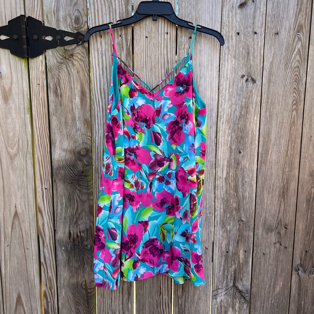 PEACH LOVE Pink Blue California Floral Dress Women’s Small